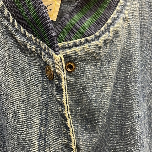 Vintage 1990s Street Worn Denim and Green Bomber Jacket - Picture 9 of 16